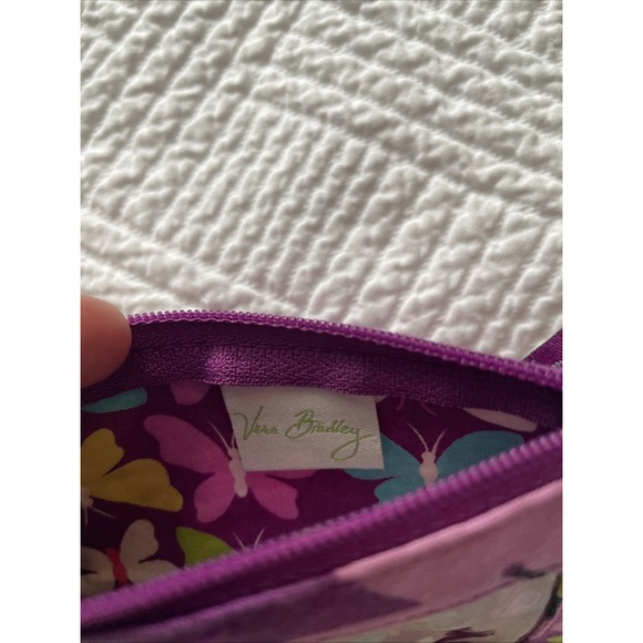 Vera Bradley Womens Butterfly Flowers Fabric Purple ID Holder Coin Purse Small - Picture 4 of 7